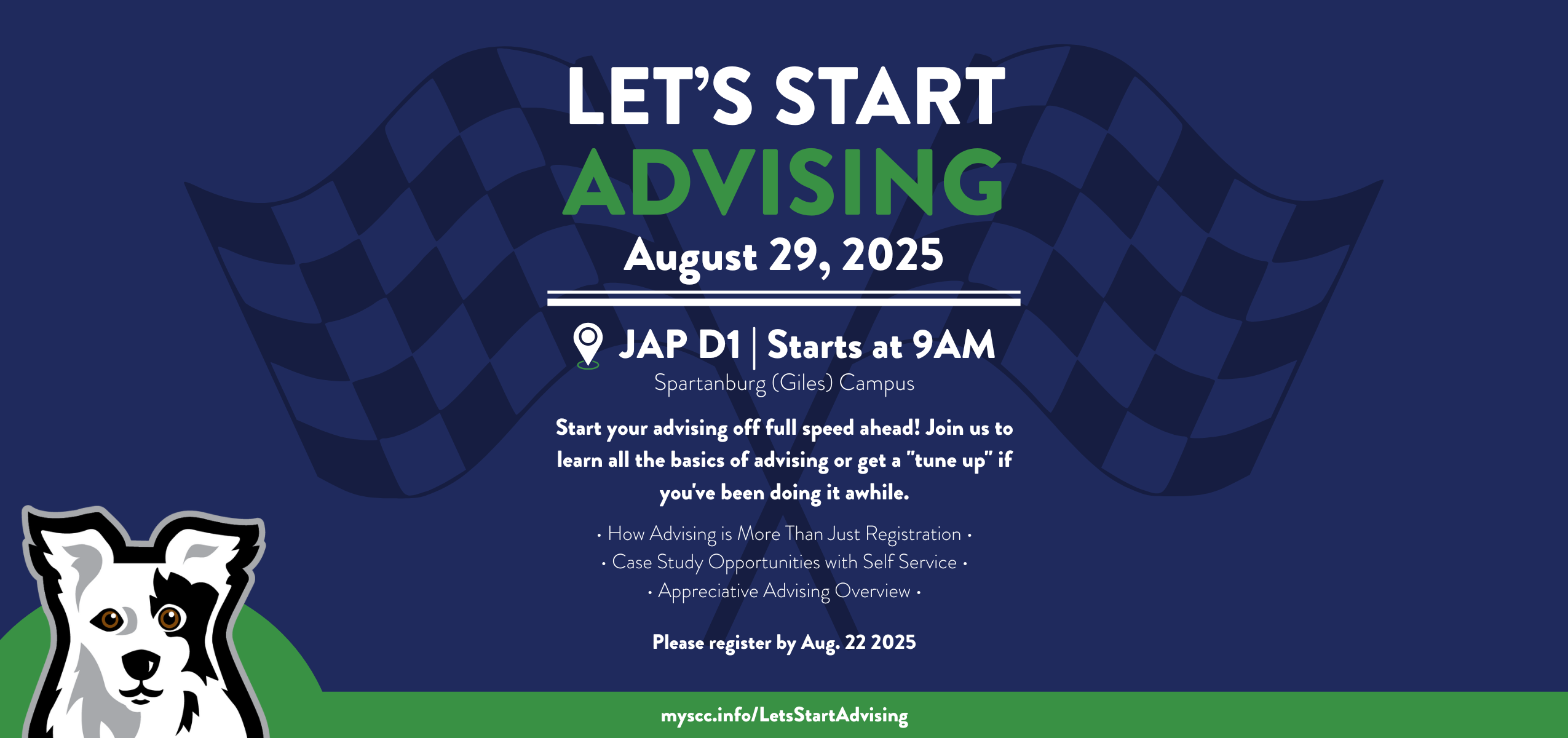 Graphic for Let's Start Advising on August 29, 2025