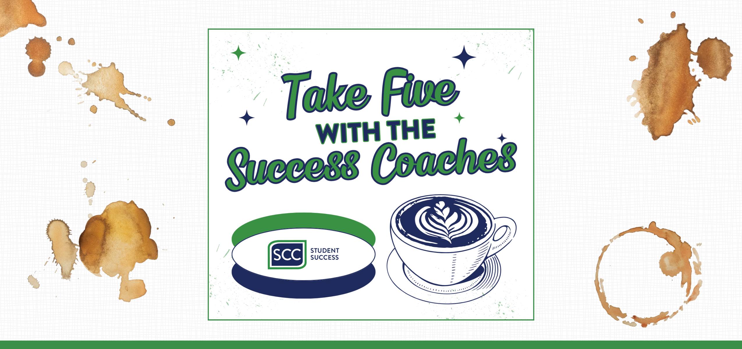 Graphic for the SCC Take 5 event hosted by the Success Coaches