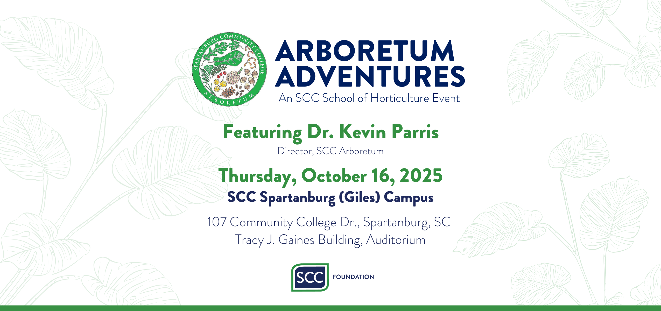 Graphic for the SCC Arboretum Adventures Oct 16, 2025