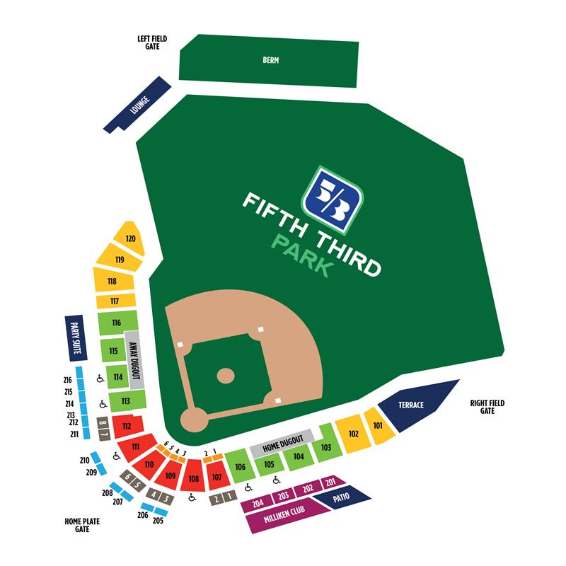 Map of Fifth Third Park Stadium Seating