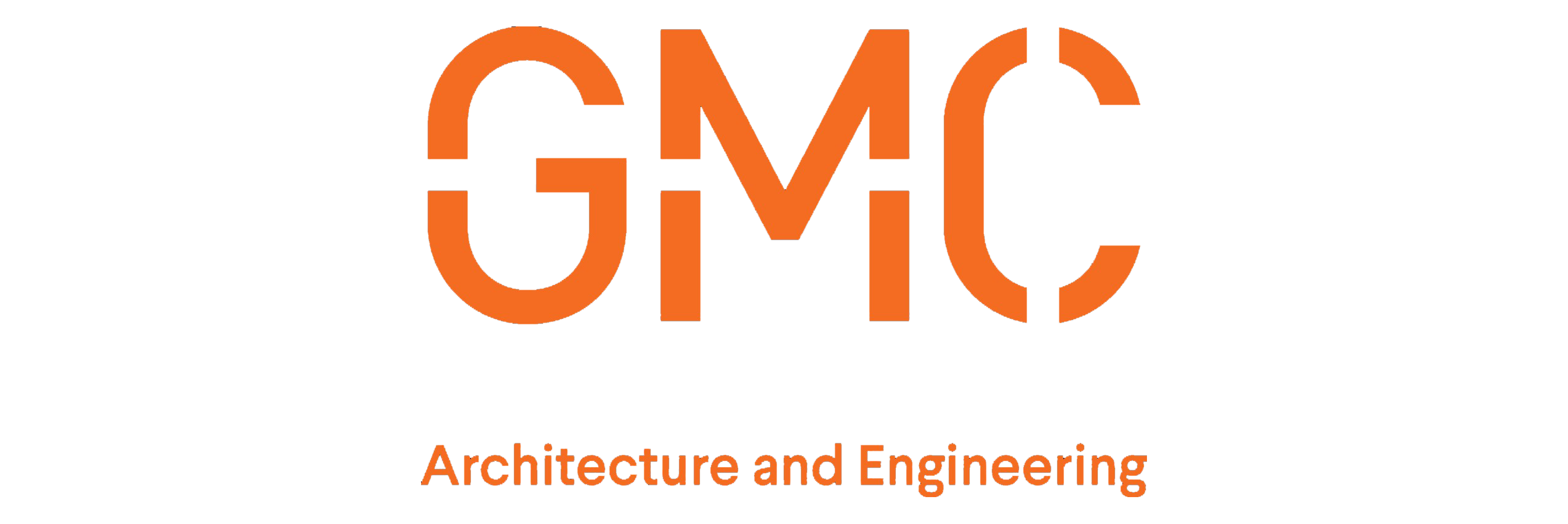 GMC Architecture and Engineering corporate logo featuring the letters GMC in a stylized orange stencil-style font against a black background, with the company's full name written underneath.