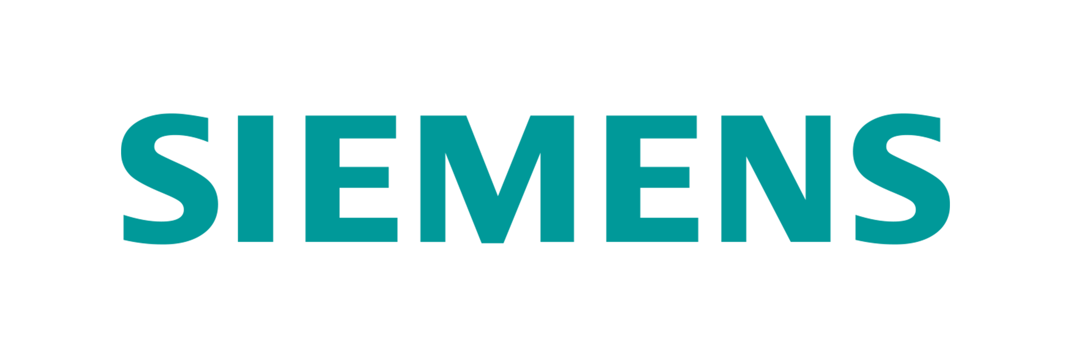 The official logo of Siemens, featuring the word