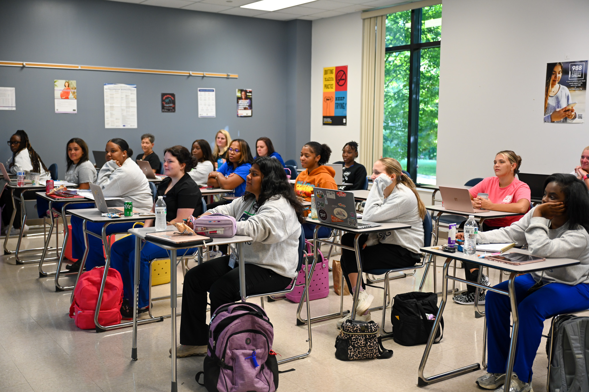 Students sit in a classroom at SCC