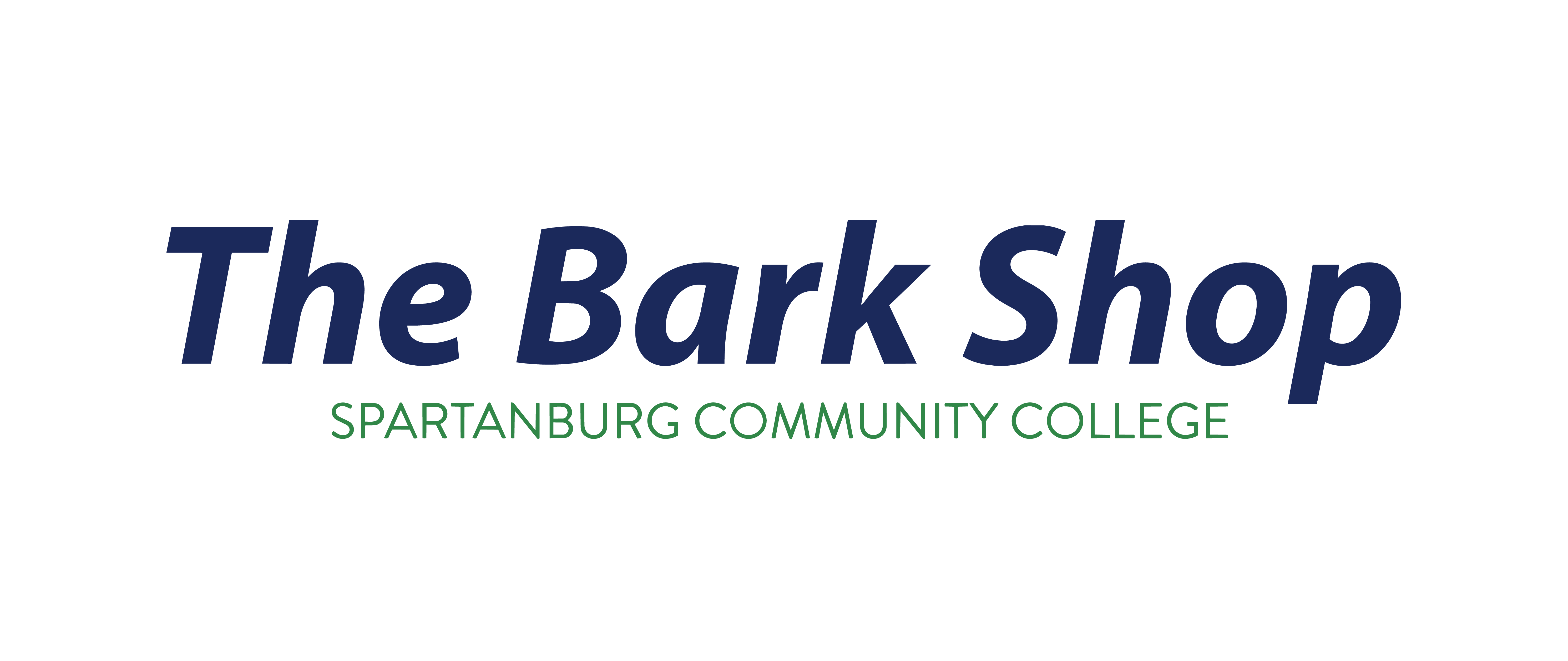 “Chaser’s Bark Shop” logo for Spartanburg Community College featuring bold dark blue text on a light background, with a stylized Chaser dog mascot peeking over a horizontal line next to the word “Chaser’s,” and smaller text below reading “SPARTANBURG COMMUNITY COLLEGE,” forming a clean and recognizable campus retail brand design.
