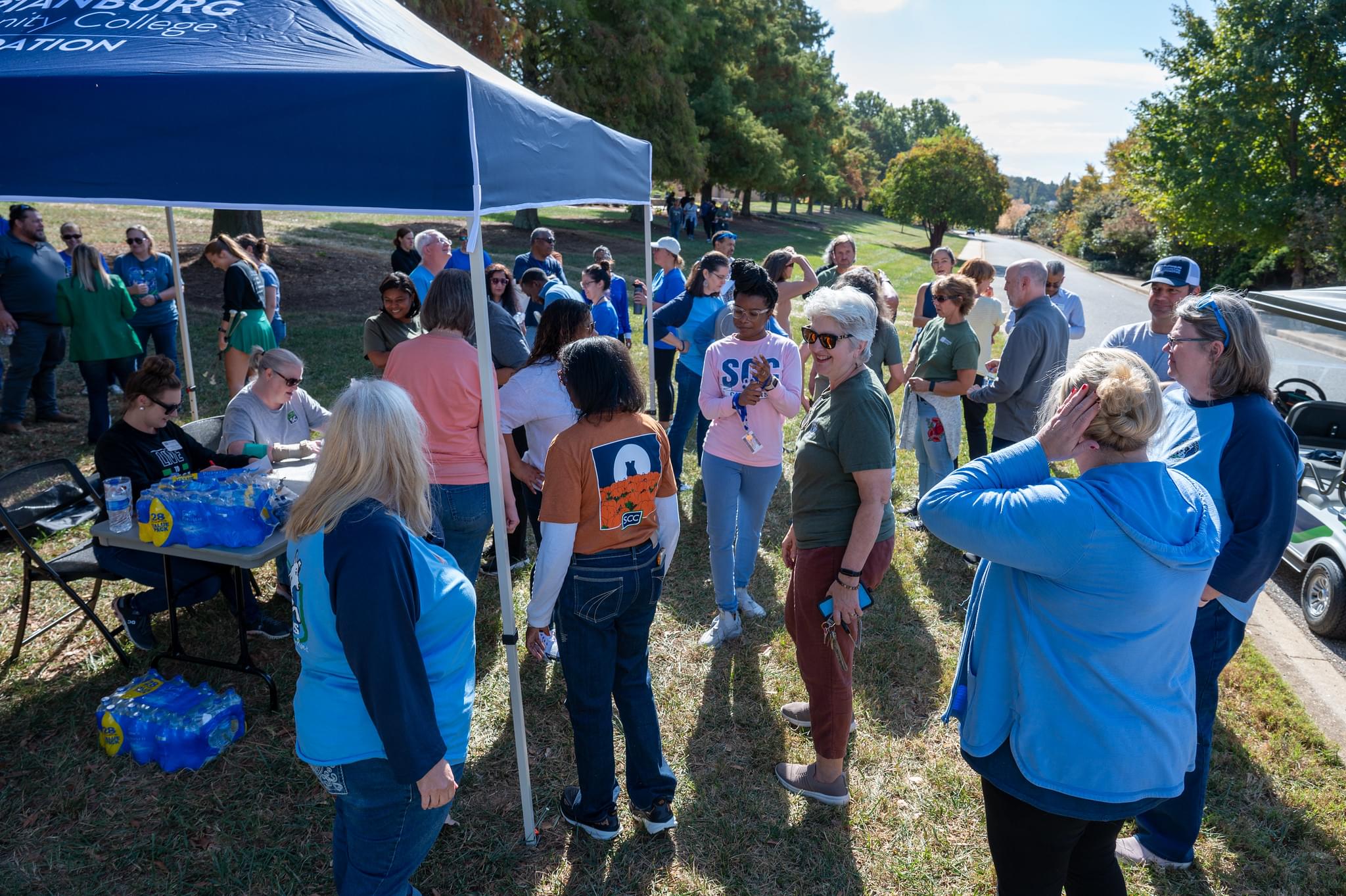 crowd of people around a gazebo